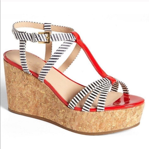kate spade Shoes - Kate spade stripped cork platform sandals 10.5